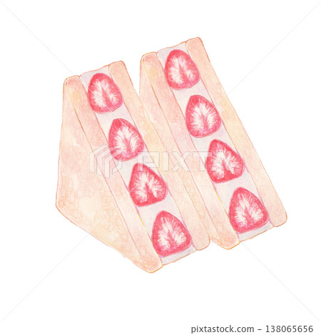Strawberry sandwich painted in watercolor 138065656