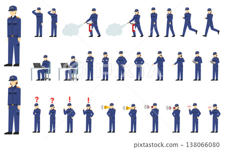 平面插畫：一群男女消防員 138066080