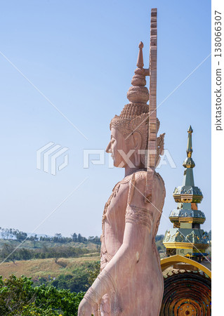 Side profile of pink statue 138066307