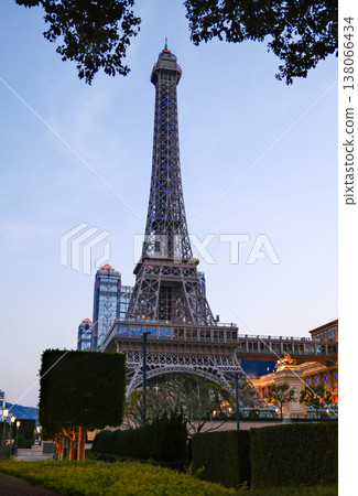 Eiffel tower replica in front of the Parisian casino in Macau, China Eiffel tower replica in front of the Parisian casino in Macau, China 138066434