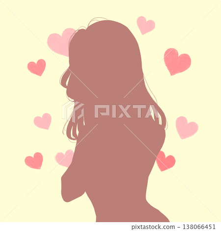 A devilish-looking woman's silhouette with a heart 138066451