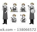 A female cafe staff member wearing an apron. 138066572