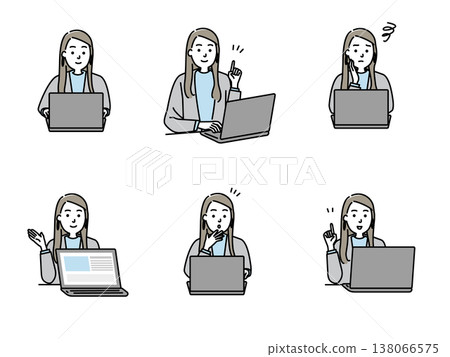 一位年輕的女商人正在操作電腦。 138066575