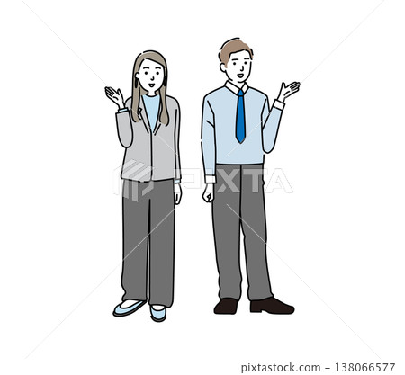 A young businessman gestures with his arms outstretched. A young businessman gestures with his arms outstretched. 138066577