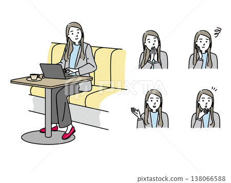 一位年輕的女商人正在操作筆記型電腦。 138066588