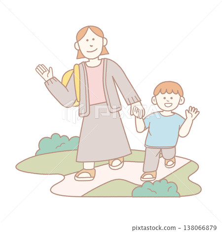 Mother and child going to daycare Mother and child going to daycare 138066879