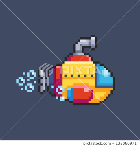 Pixel art submarine game asset design 138066971