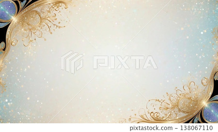 一幅華麗閃耀的金色A字形新藝術風格裝飾插圖。 138067110