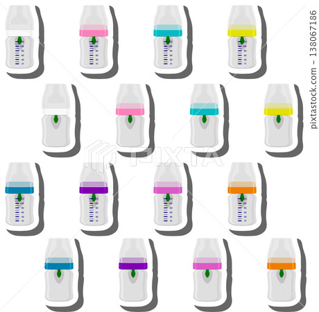 big colored set of baby milk in bottle with soft rubber pacifier big colored set of baby milk in bottle with soft rubber pacifier 138067186