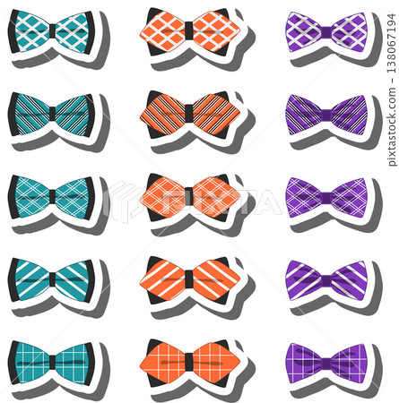 big colored set ribbon different types, bow tie various size 138067194