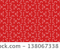 Seamless background with white outline leaf motifs on a vibrant red backdrop. Perfect for gift wrap and textiles. 138067338