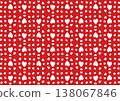 Decorative romantic pattern with white hand-drawn hearts on a vibrant red background. Perfect for Valentine's Day and weddings. 138067846