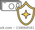 保全人員用盾牌保護現金的插圖。 138068581