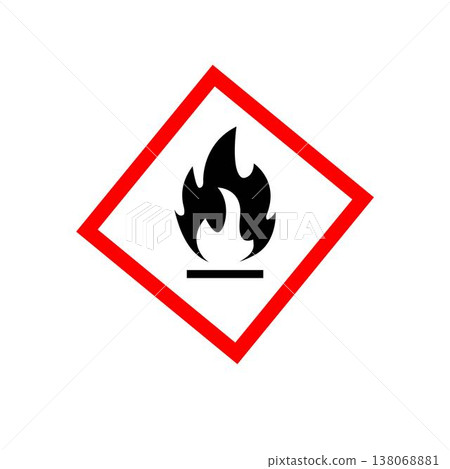 Flammable hazard icon. Flammable warning sign icon, hazard fire symbol vector design and illustration. 138068881