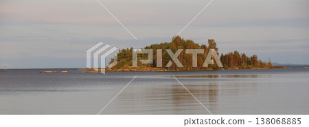 Golden forest on a island in Lake Vanern, Sweden. 138068885