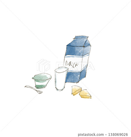 乳製品的水彩插圖 乳製品的水彩插圖 138069026