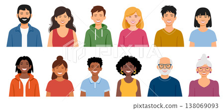Diverse Avatar Portraits Icon Set Diverse Avatar Portraits Icon Set 138069093