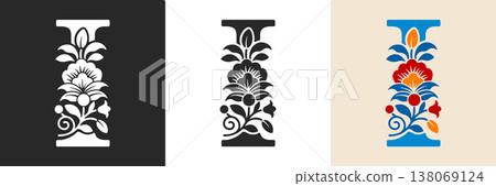 Capital Letter I With Floral Pattern 138069124
