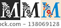 Capital Letter M With Floral Pattern 138069128