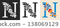 Capital Letter N With Floral Pattern 138069129