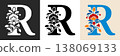 Capital Letter R With Floral Pattern 138069133