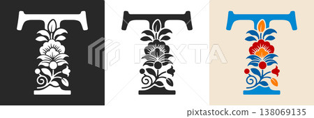 Capital Letter T With Floral Pattern Capital Letter T With Floral Pattern 138069135