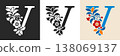 Capital Letter V With Floral Pattern 138069137