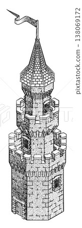 Medieval Building Map Icon Vintage Illustration Medieval Building Map Icon Vintage Illustration 138069172