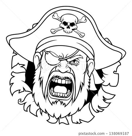 Pirate Captain Cartoon Sports Mascot Man Pirate Captain Cartoon Sports Mascot Man 138069187