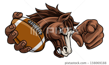 Horse Mustang Stallion Football Sports Team Mascot Horse Mustang Stallion Football Sports Team Mascot 138069188