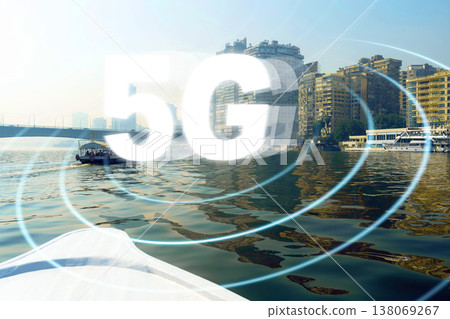Exploring 5G internet on the Nile River in Cairo during a clear afternoon 138069267