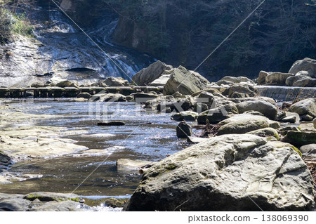 A gentle waterfall and the babbling of a stream. A gentle waterfall and the babbling of a stream. 138069390