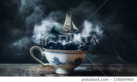 一個關於暴風雨中的大海和茶杯裡的小帆船的奇幻故事 138069468