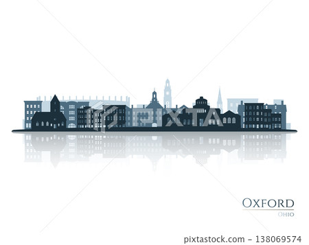 Oxford skyline silhouette with reflection. Oxford skyline silhouette with reflection. 138069574