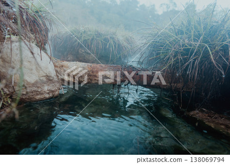 On-sen of Thailand,Fang Hot Spring at National Park in Chiang Mai,Thailand. 138069794