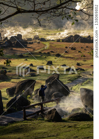 On-sen of Thailand,Fang Hot Spring at National Park in Chiang Mai,Thailand. 138069802