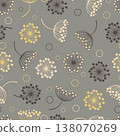 Dandelion Seed Head Geometric Seamless Pattern 138070269