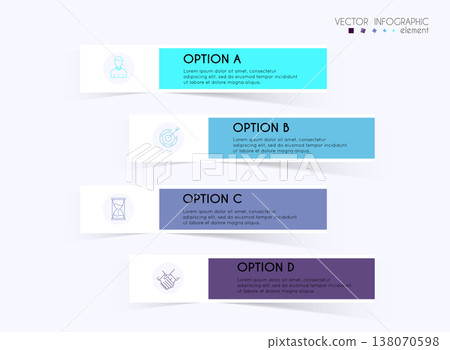 Vector info graphics for your business presentations. Can be used for website layout, numbered banners, diagram, horizontal cutout lines, web design. 138070598