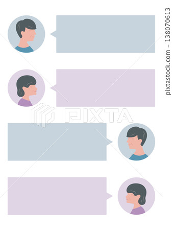 Vector illustration (icon) of speech bubbles showing a conversation between an elderly couple. 138070613