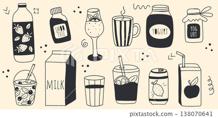 Drinks set in doodle style 138070641