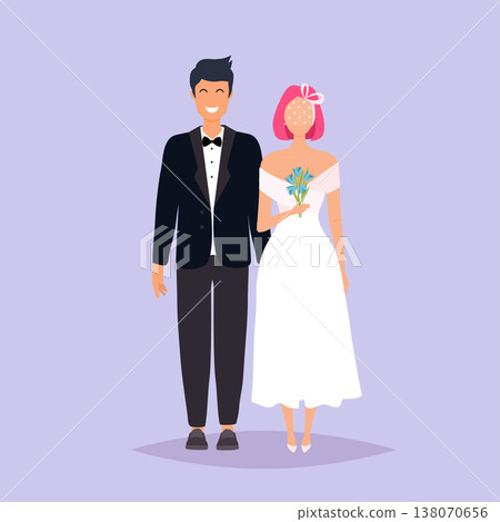 Bride and groom. Wedding design over grey background. Vector illustration. Bride and groom. Wedding design over grey background. Vector illustration. 138070656