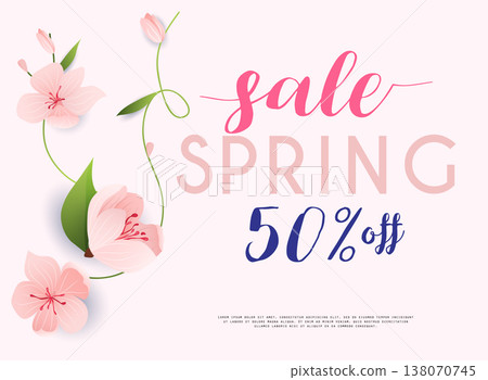 Sale Banner with flowers, Poster, Flyer. Vector illustration. Sale Banner with flowers, Poster, Flyer. Vector illustration. 138070745