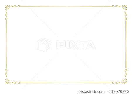 A single European antique frame placed on a white background, background material of a gold vintage frame A single European antique frame placed on a white background, background material of a gold vintage frame 138070780