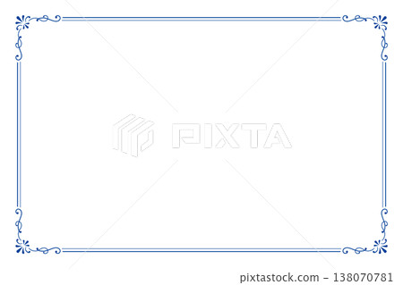European vintage frame background material A single blue antique frame placed on a white background 138070781