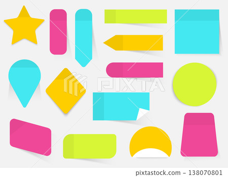 Illustration of a colored set of sticky notes. Flat design modern vector business concept. 138070801