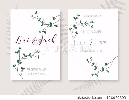Wedding invitation cards with gold design. Save the date. Wedding timeline. Vector illustration. 138070803