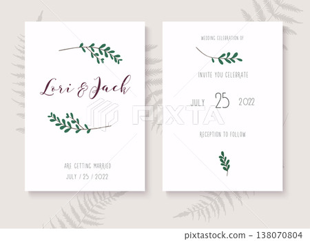 Wedding invitation cards with gold design. Save the date. Wedding timeline. Vector illustration. 138070804