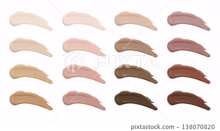 Liquid foundation smudges range of colors. Realistic vector illustration. 138070820