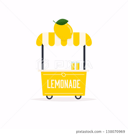 Lemonade stand cart. Street food cart. Vector Illustration. 138070969