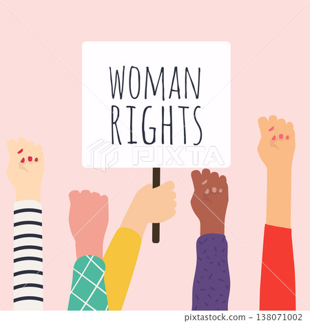 Woman right. Women resist symbol. Vector illustration. 138071002